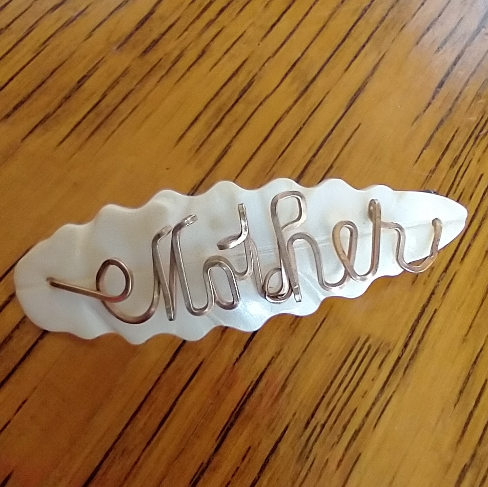 Vintage Mother of Pearl MOTHER Brooch